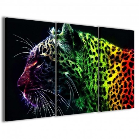 Quadro Poster Tela Fire Leopard 100x70 - 1