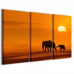 Quadro Poster Tela Group of Elephant II 100x70