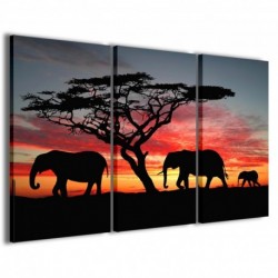 Quadro Poster Tela Group of Elephant 100x70