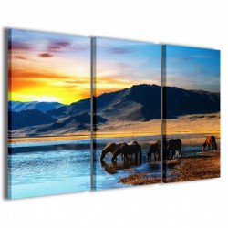 Quadro Poster Tela Horses Scenary 100x70