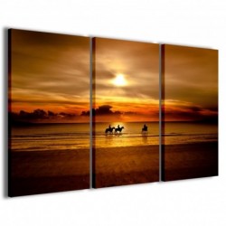 Quadro Poster Tela Horses Sunset 100x70