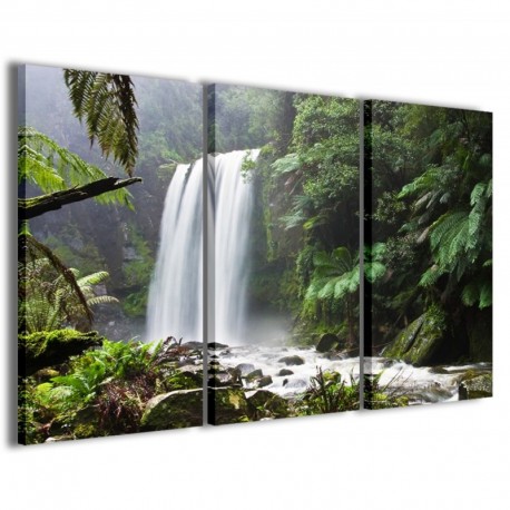 Quadro Poster Tela Waterfall In Forest 100x70 - 1